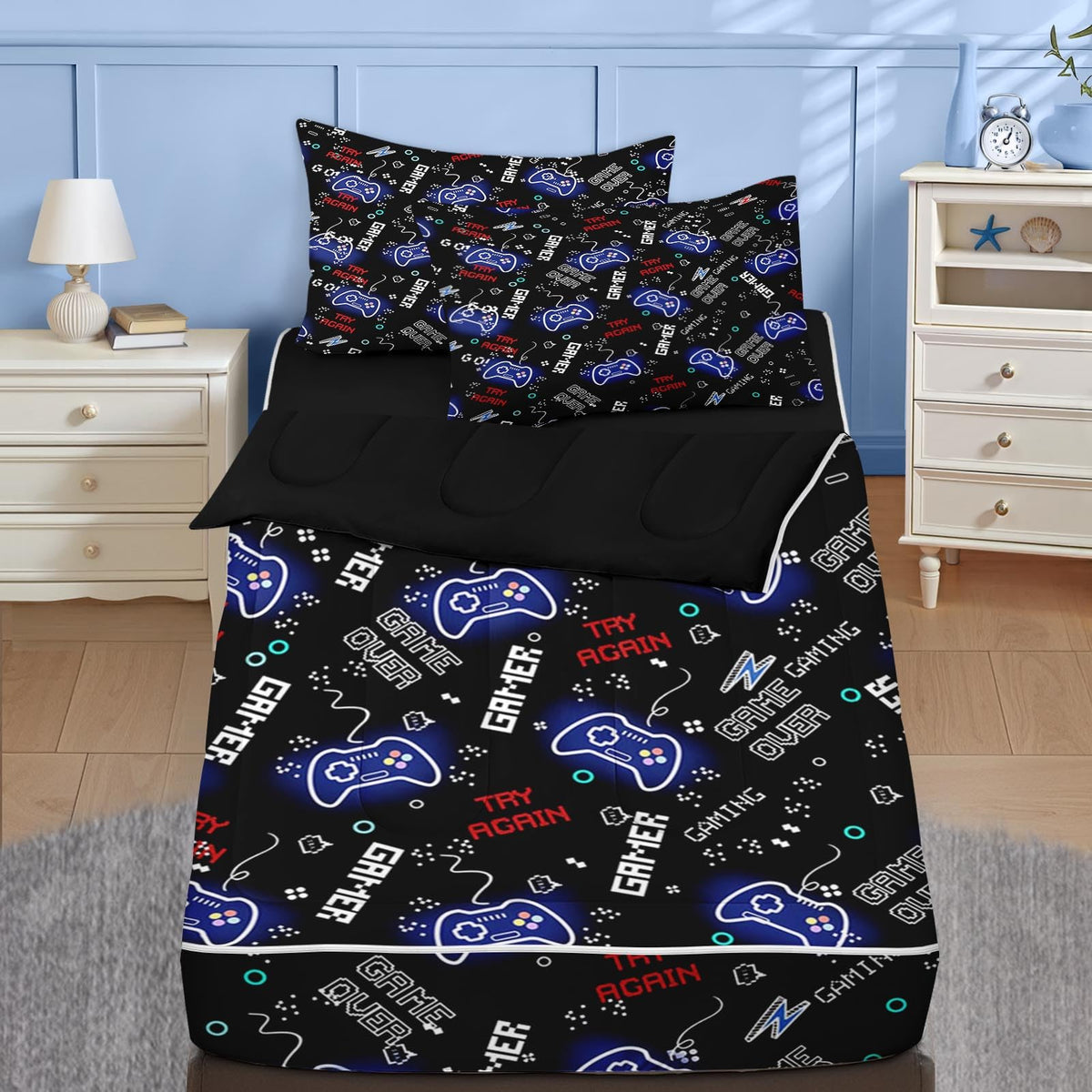 Nesker Dinosaur Twin Zipper Bedding for Boys, 3-Piece-All-in-one