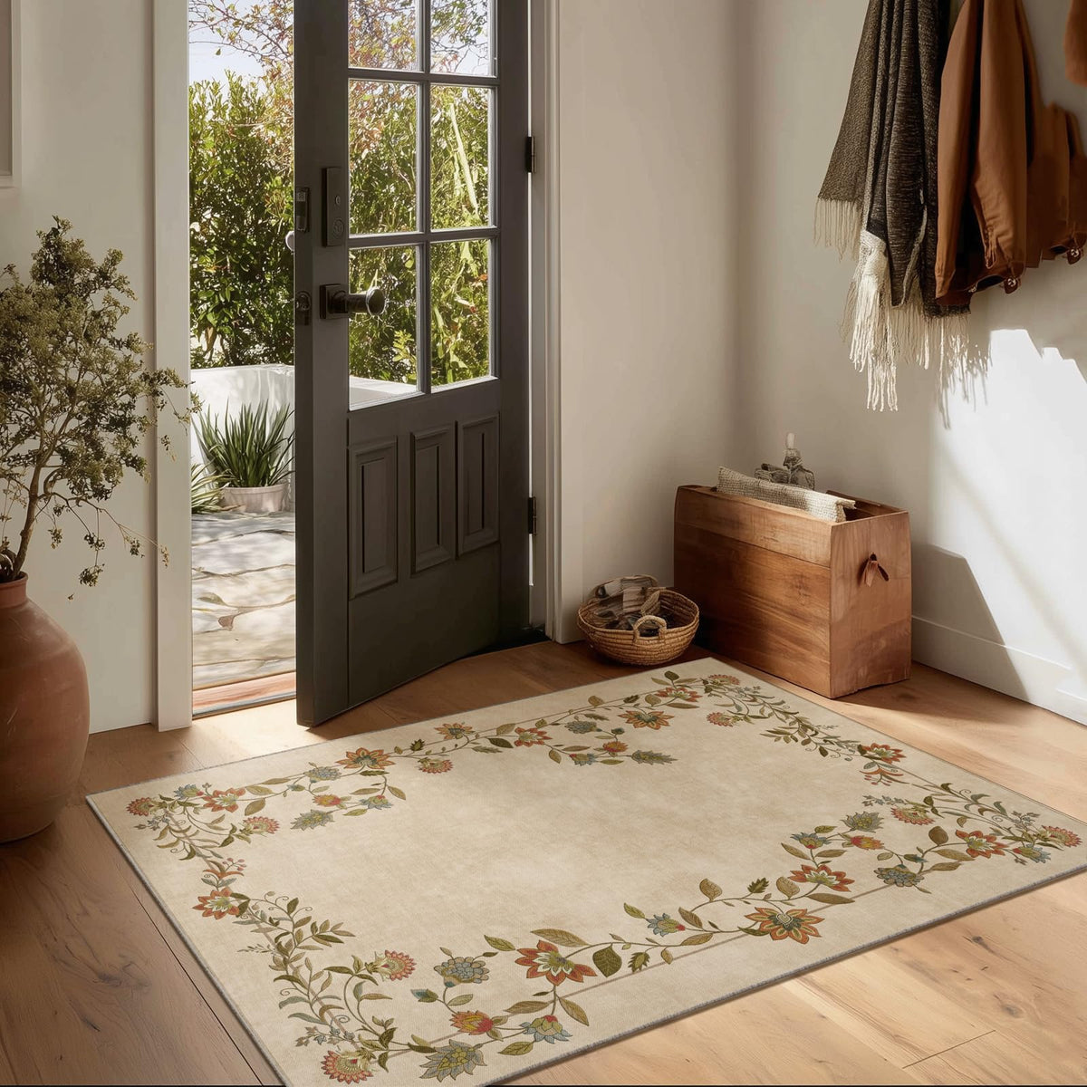 5x7 Area Rug for Living Room: Washable Bedroom Rug Non Slip Low Pile Carpet