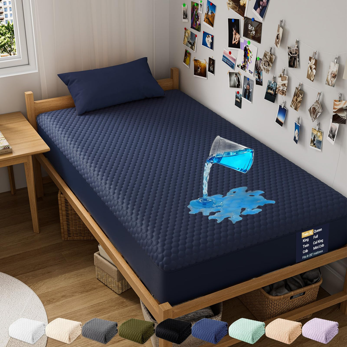OhGeni Waterproof Mattress Protector,Twin Size Soft Bamboo Viscose Top Layer Pad,3D-Air Fabric Cooling Breathable Fitted Sheets, Washable Bed Cover for Kids Toddler Bedwetting Over 99 Count Hex Bumps