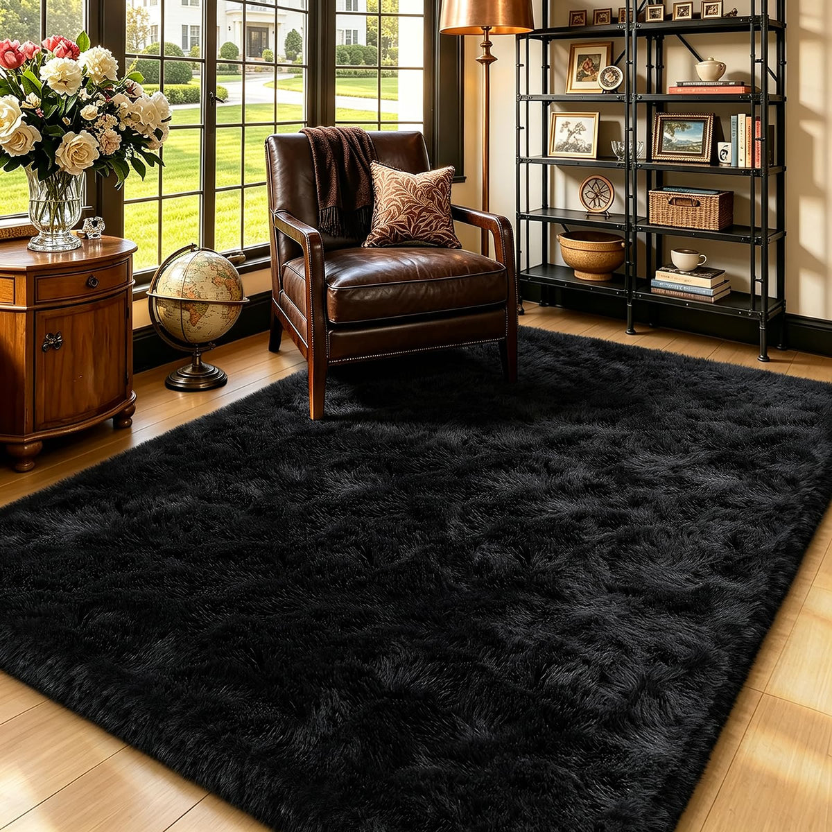 4x6 Beige Rug for Bedroom, Fluffy Shag Area Rug Small Rug Bedroom Carpet