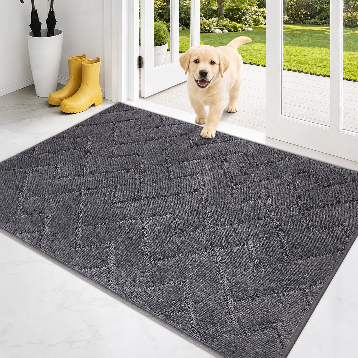 PURRUGS Dirt Trapping Door Mat Indoor Entrance, 20" x 31.5", Grey