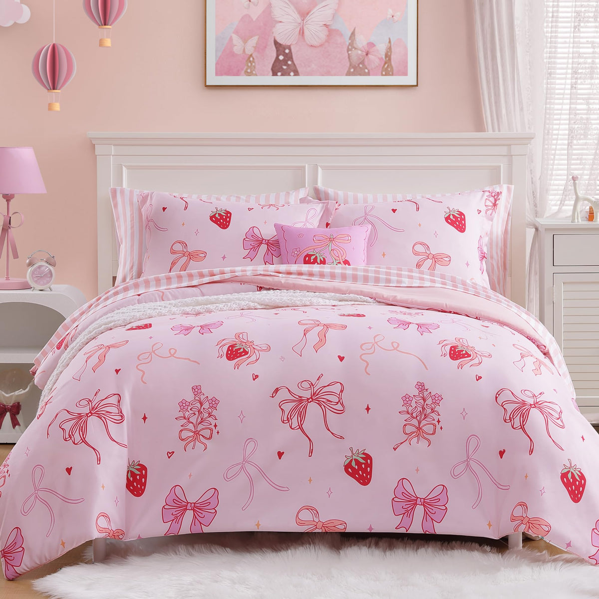 Twin Comforter Set for Boys-5 Pieces Ball Glow in the Dark Bedding Set