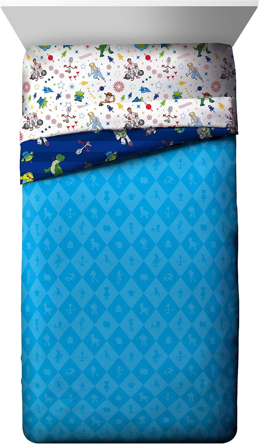 Disney Toy Story Woody Full Size Comforter Set 5 Piece Kids Bedding, Blue
