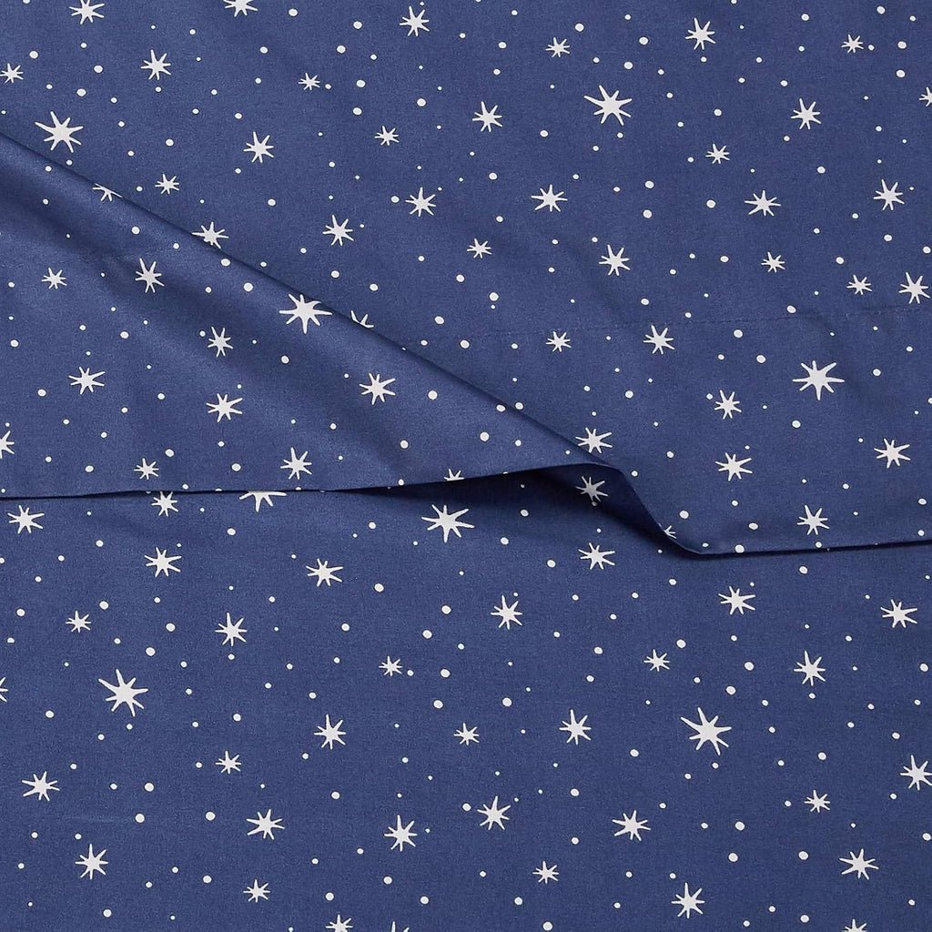 Amazon Basics Kid's Soft Easy-Wash Microfiber 3-Piece Sheet Set, Machine Washable, Twin, Navy Galaxy