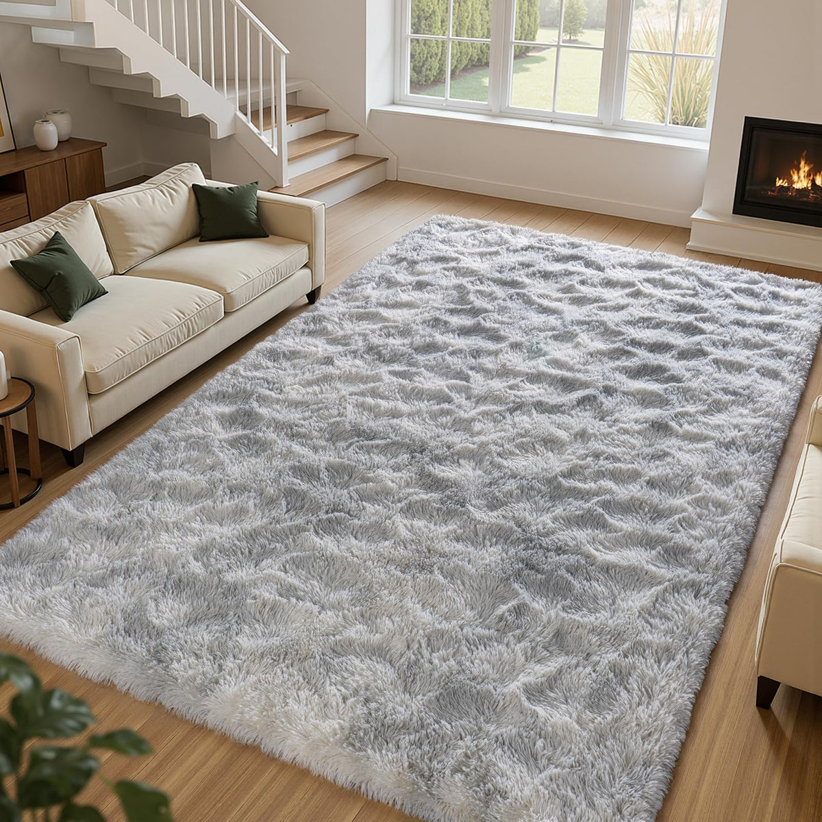 Zentavio Area Rugs for Living Room Grey Rugs for Bedroom 4x6 Carpet Fluffy Furry Soft Shag Aesthetic Plush High Pile Gray Throw Rug for Nursery Kids Room Dorm
