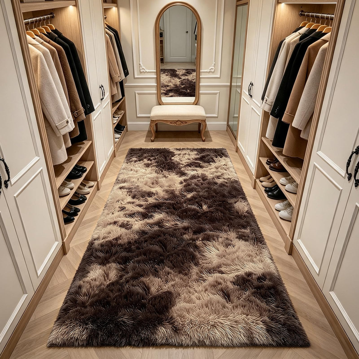 4x6 Beige Rug for Bedroom, Fluffy Shag Area Rug Small Rug Bedroom Carpet