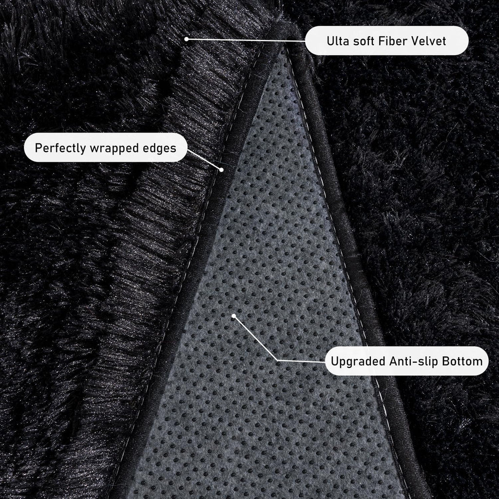 Black Rug for Bedroom, Soft Shaggy Modern Shag 4x6 Area Rugs for Living Room, Upgrade Non-Slip Plush Fluffy Carpet for Kids Boys Girls Room Dorm Home Decor Aesthetic