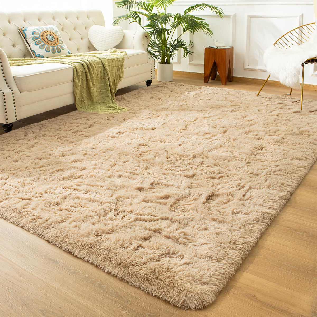 Andecor Soft Fluffy Bedroom Rugs, 4 x 6 Feet Indoor Shaggy Plush Area Rug for Boys Girls Kids Baby College Dorm Living Room Home Decor Floor Carpet, Grey