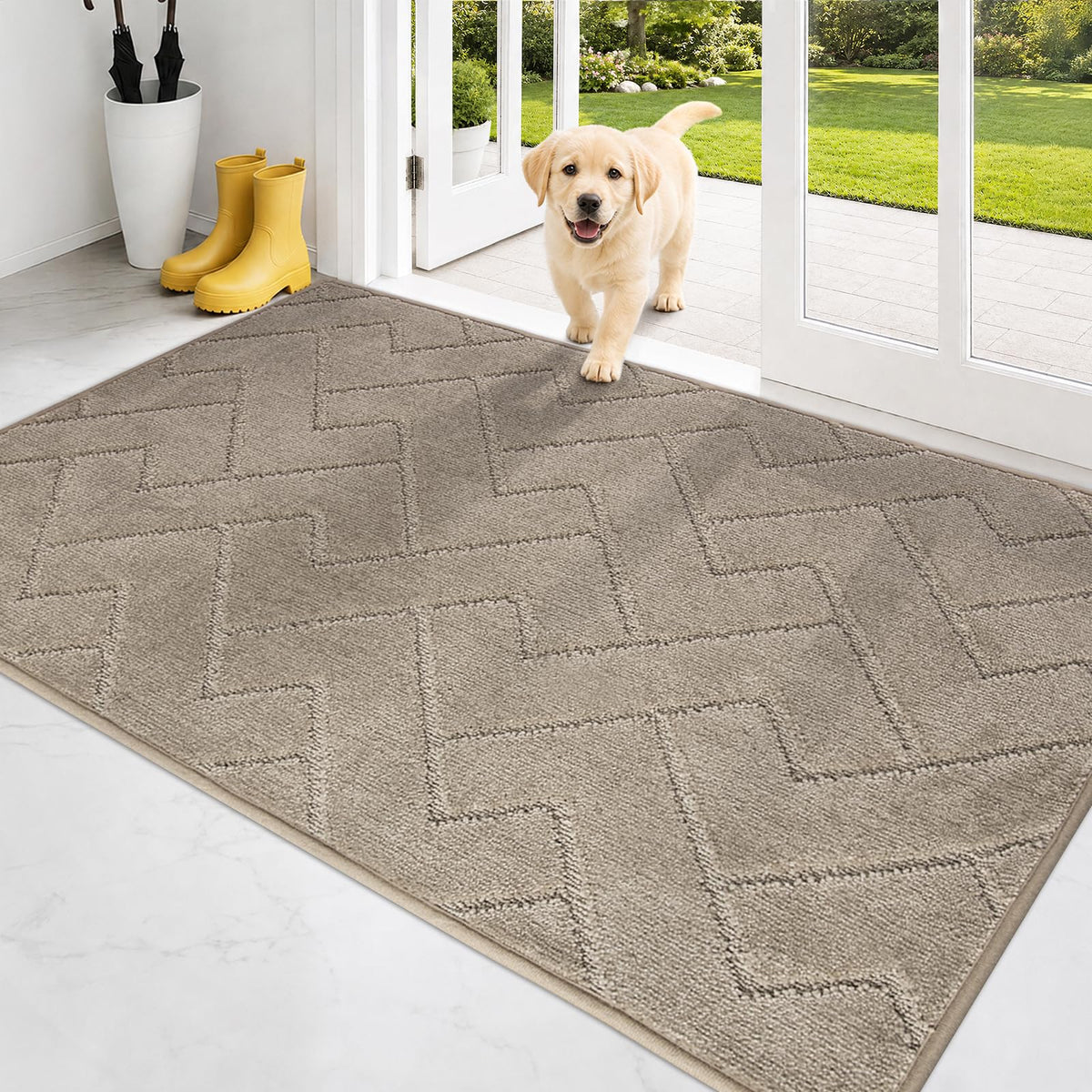 PURRUGS Dirt Trapping Door Mat Indoor Entrance, 20" x 31.5", Grey