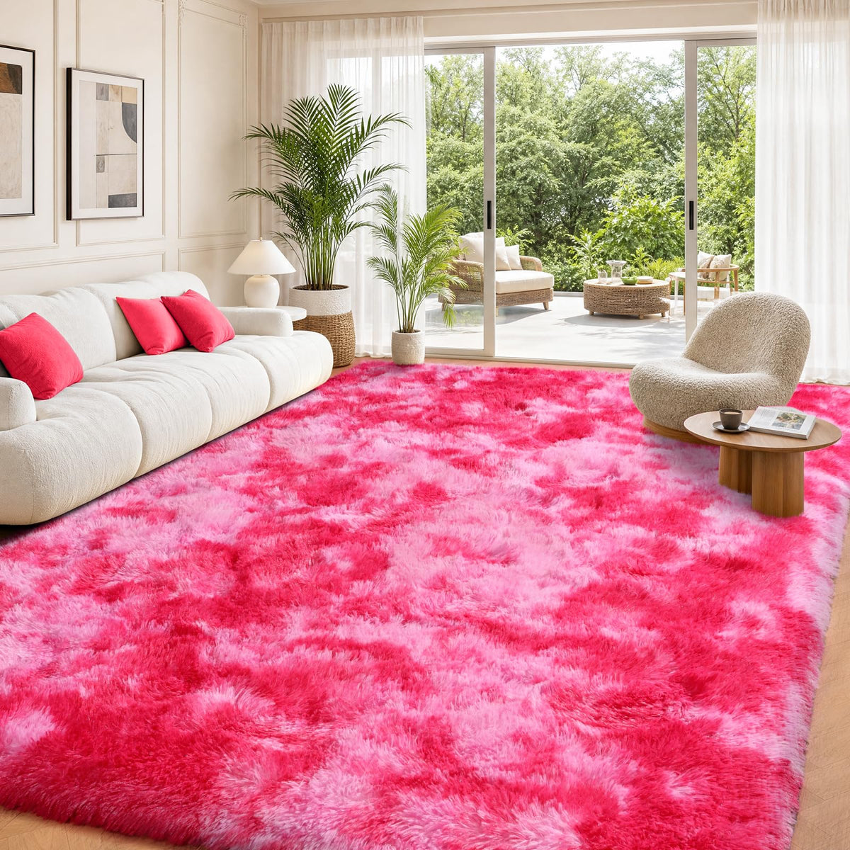 Large Cream White Rugs 5x7, Fluffy Shag Living Room Area Rugs