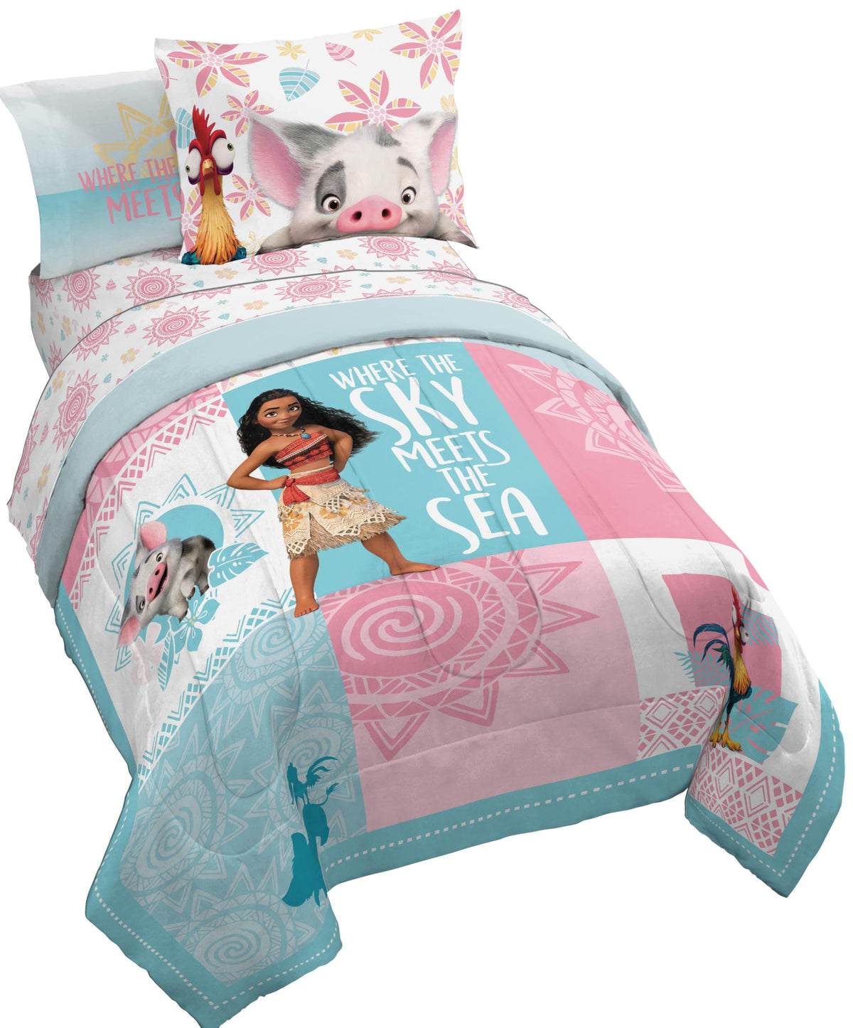 Disney Frozen Kids Full Comforter Set 7 Piece Bed in a Bag, Purple