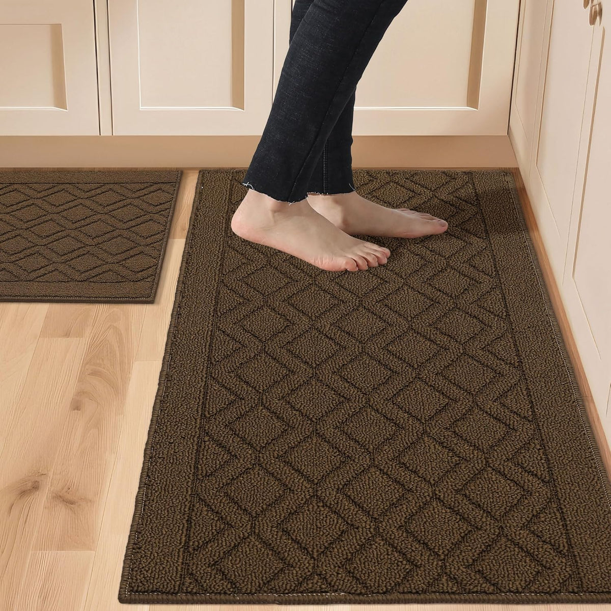 COSY HOMEER 48x20Inch/30X20Inch Kitchen Rug Mats,Grey