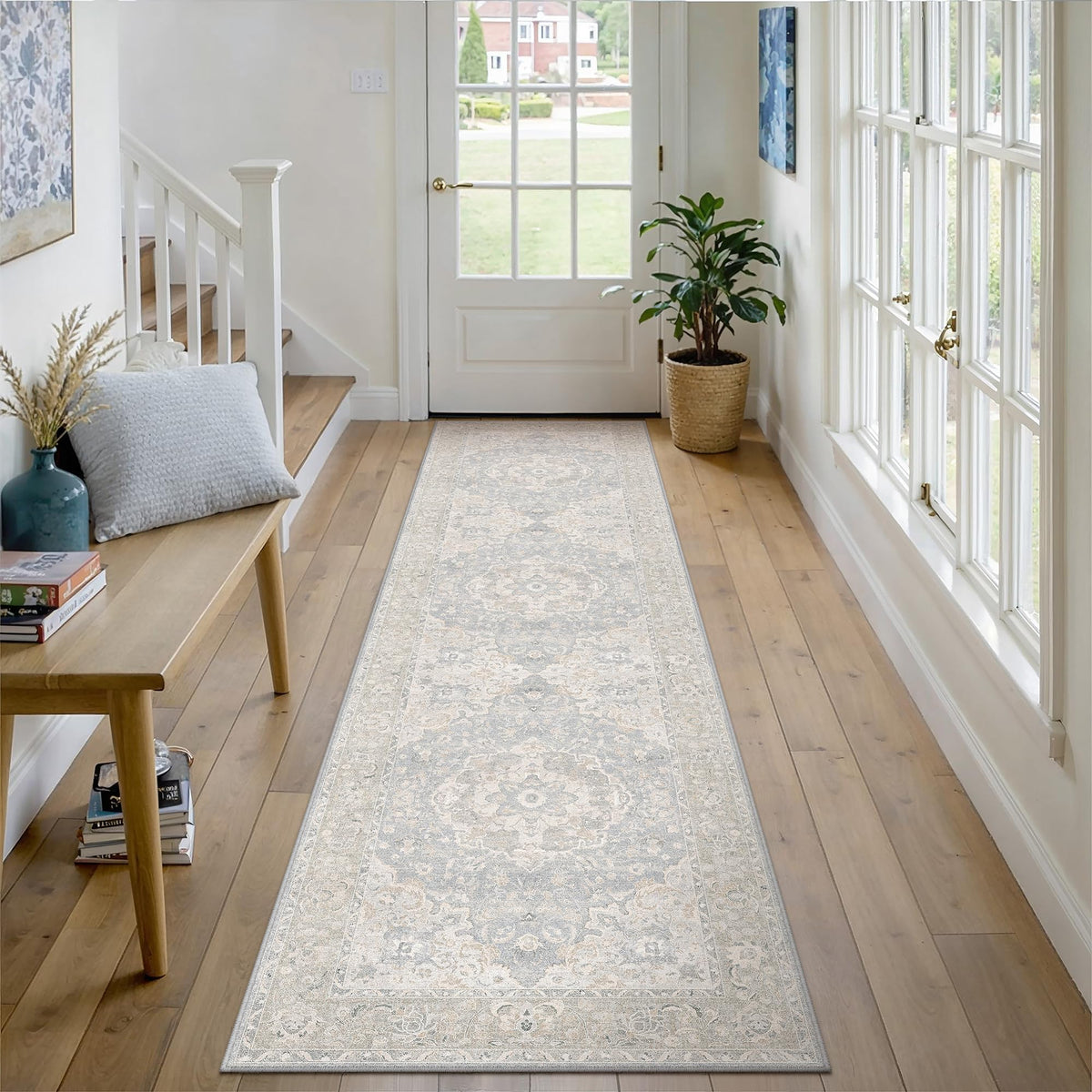 8x10 Beige Area Rug Vintage Carpet