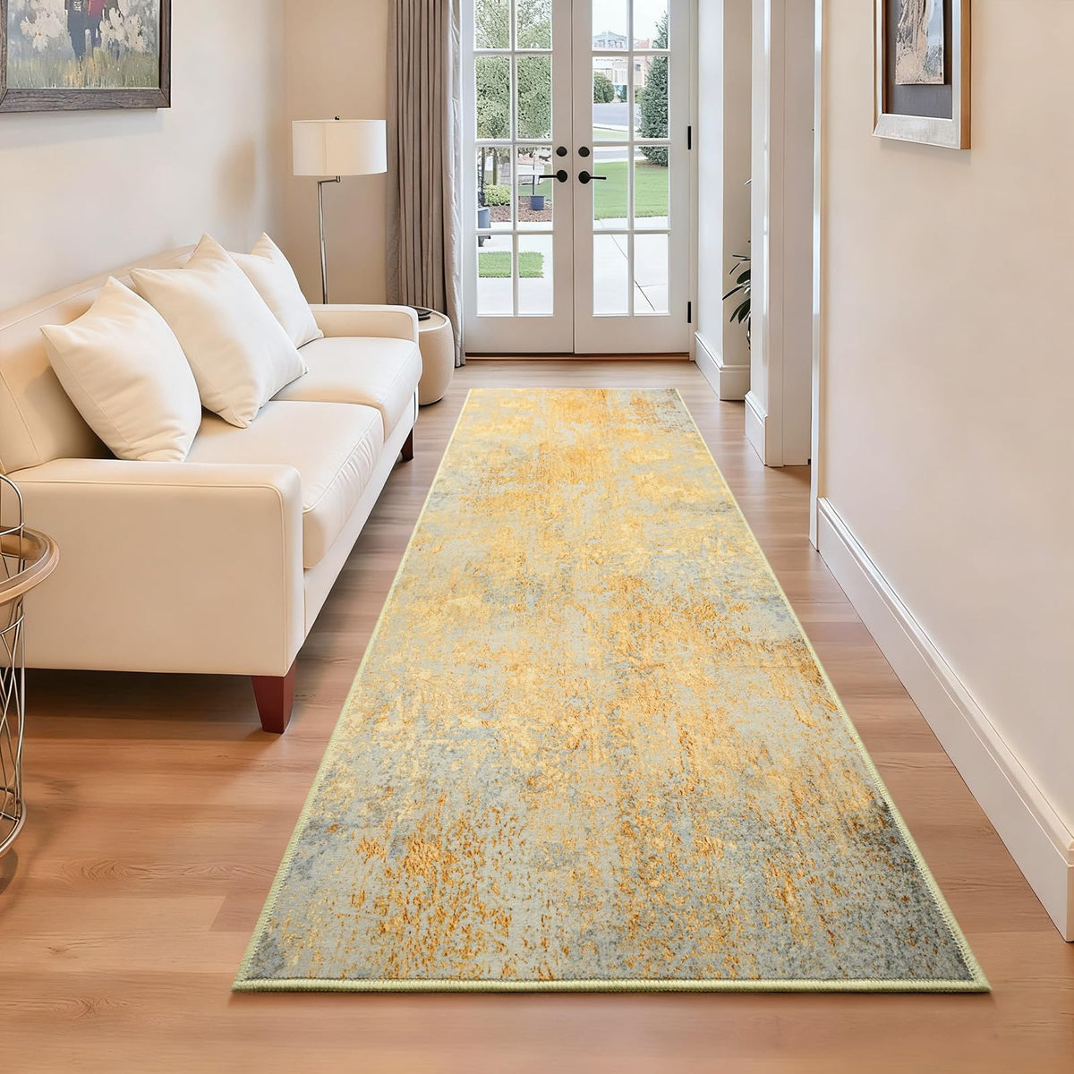Living Room Rug 5x7 Gray Area Rug Machine Washable Boho Rug Non Slip Abstract Vintage Indoor Large Rugs for Bedroom, Classroom, College Dorm, Farmhouse, Dining Room, Kids Playroom
