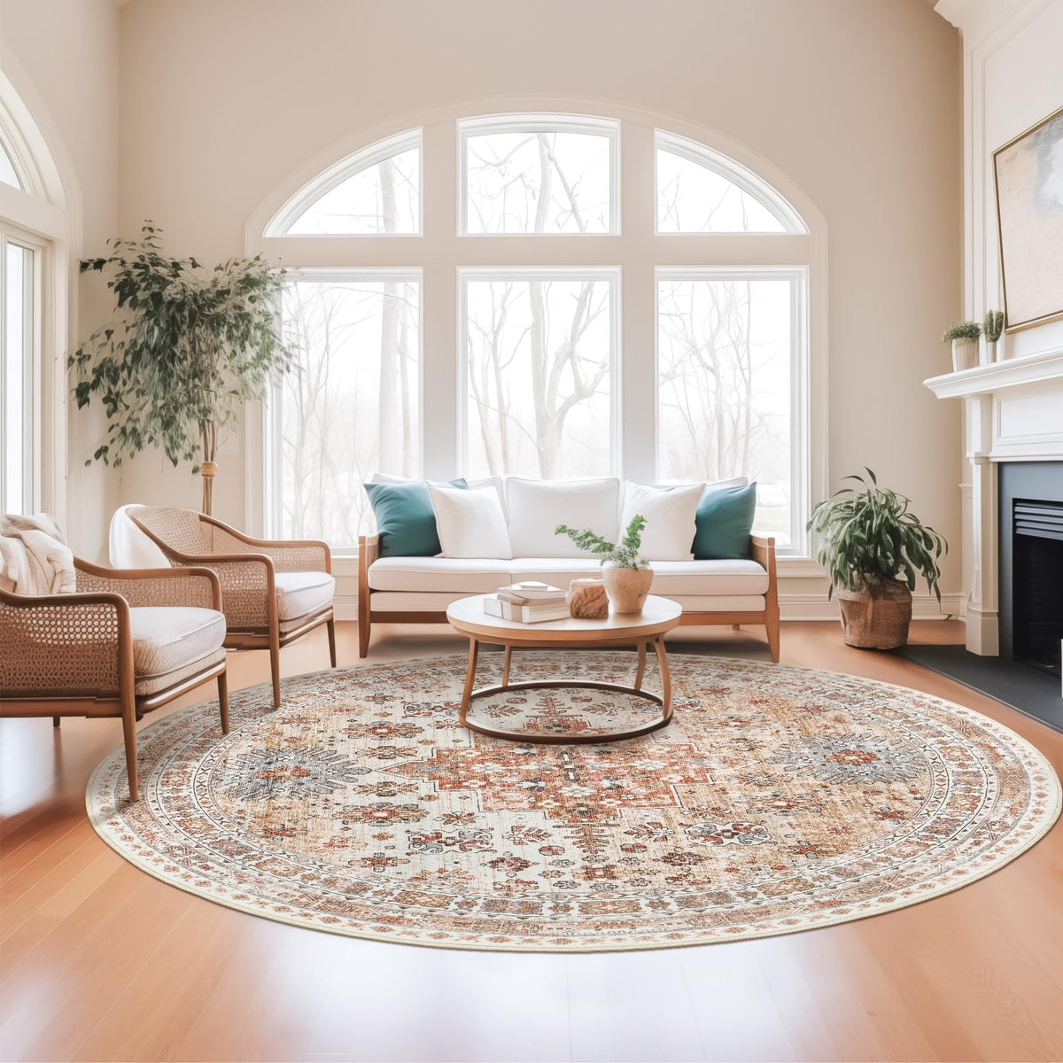 zesthome 5x7 Area Rugs for Living Room,Large Washable Rug,Orange