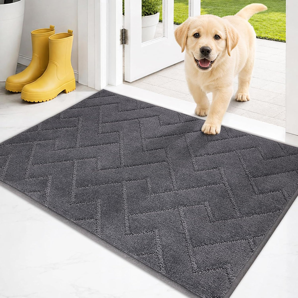 PURRUGS Dirt Trapping Door Mat Indoor Entrance, 20" x 31.5", Grey
