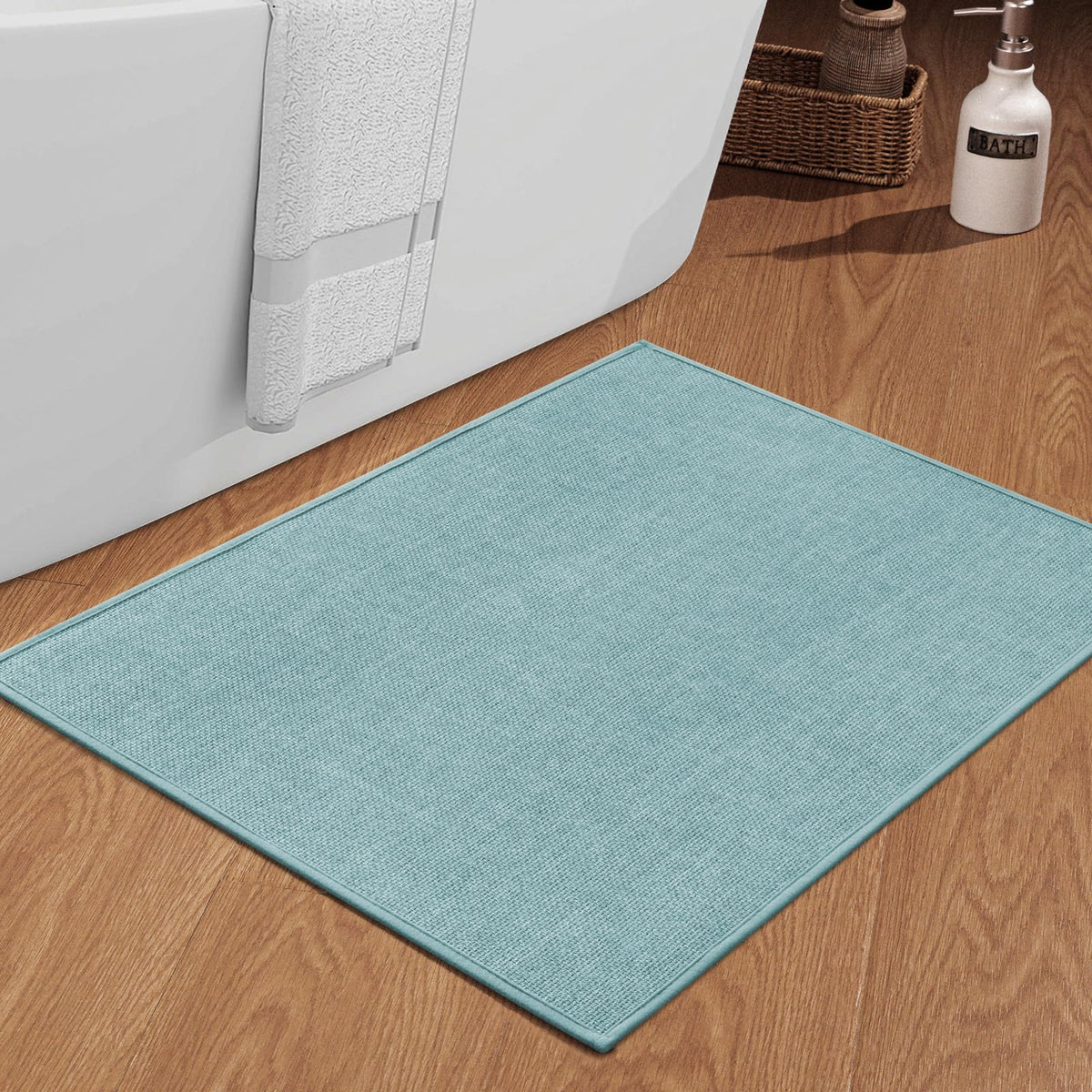 chakme Bathroom Rugs Mat 24x17, Ultra Thin Non Slip Bath Mat Small Quick Dry Absorbent Bath Mat for Bathroom Floor, (Dark Beige, 24"x17")