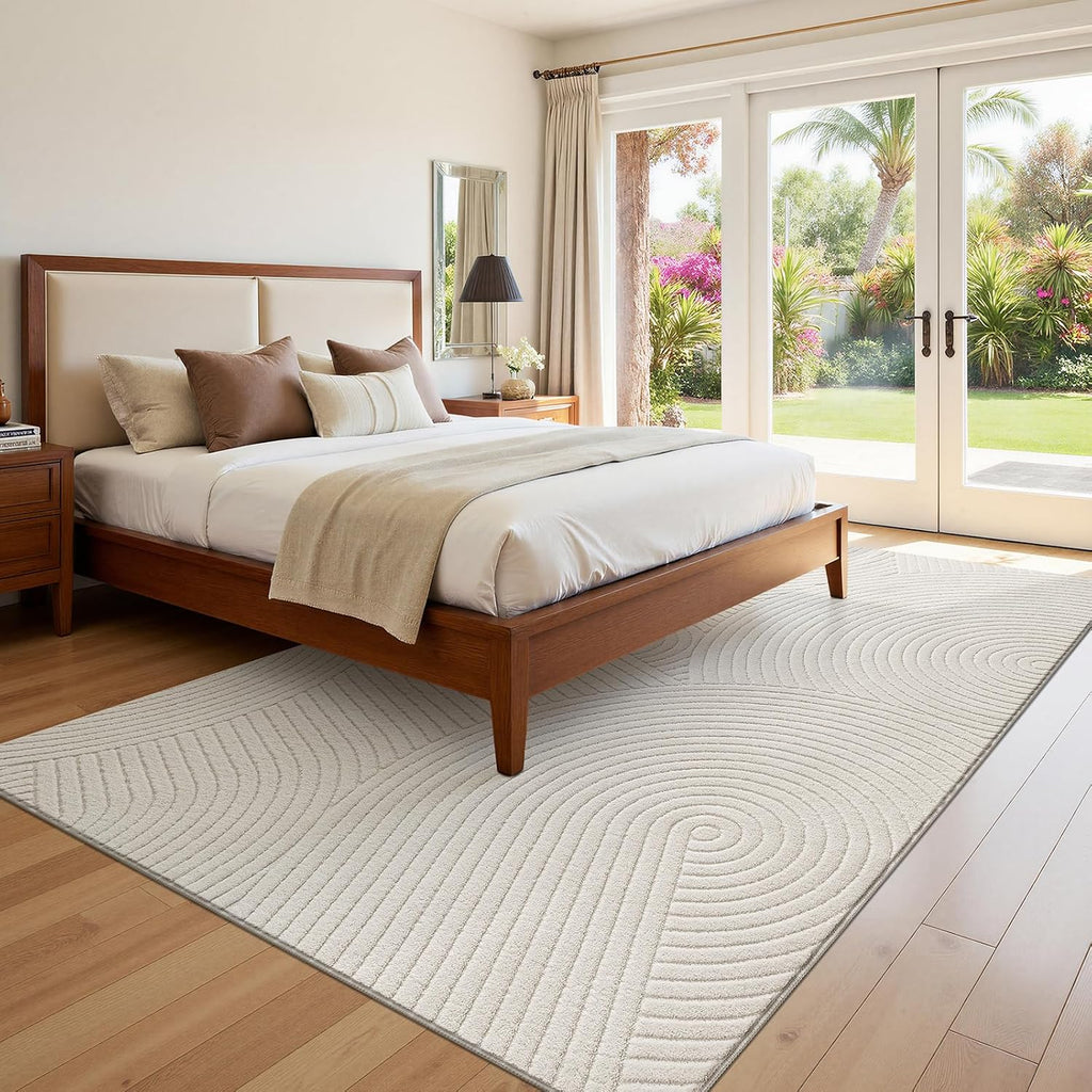 U'Artlines 5x7ft Washable Area Rug for Living Room, Beige