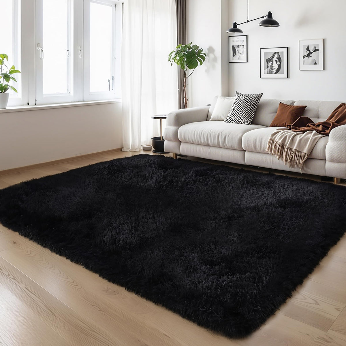4x6 Light Grey Fluffy Shag Rug for Bedroom, Plush Washable Carpet