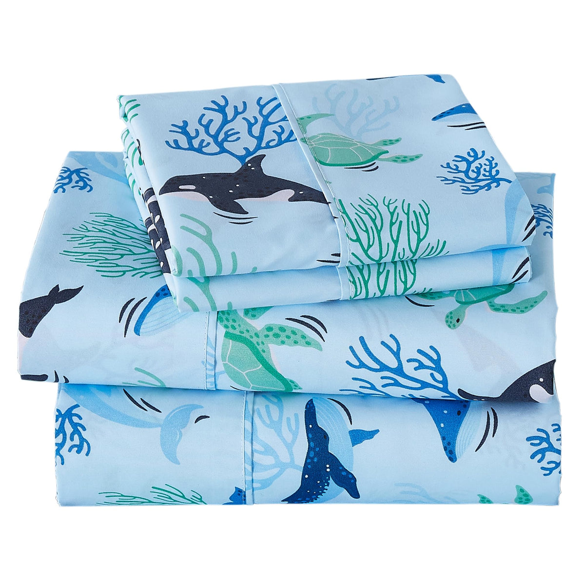 Viviland 3 Pieces Boys Blue Truck Twin Sheet Set - Soft Microfiber Fitted Flat Sheets & Pillowcase - Construction Truck Bedding Sets - for Kids & Toddlers