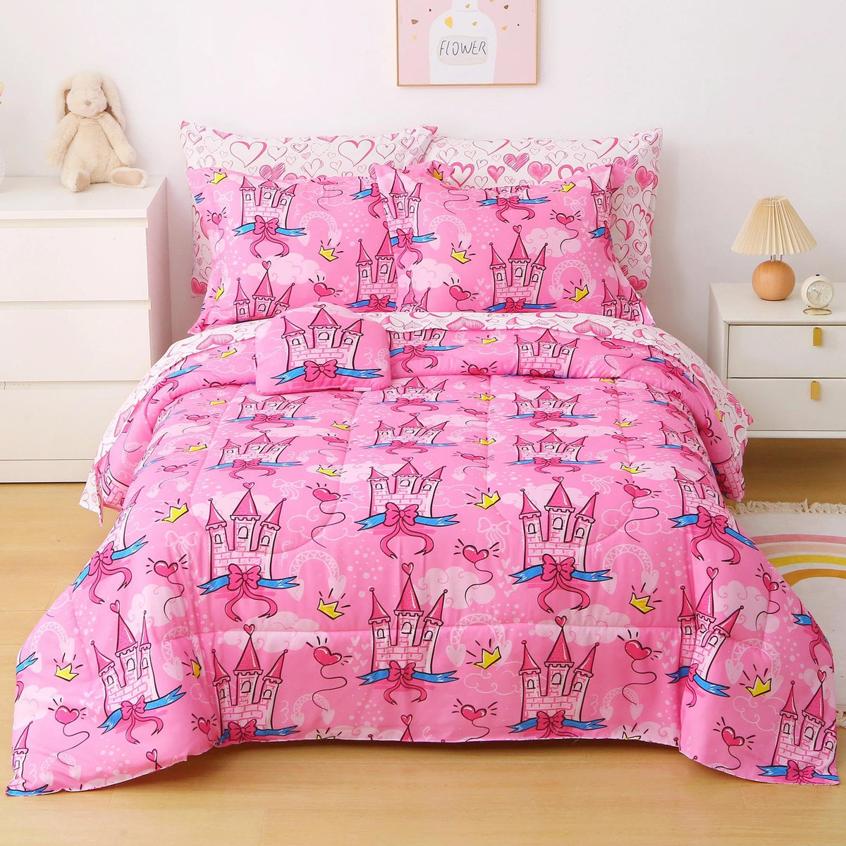 Mooreeke Kids Twin Comforter Sets for Boys 6 Pieces Truck Blue Bedding Set for Teens Soft Microfiber Kids Bed in A Bag with Comforter, Sheet Set, Shams and Decorative Toy Pillow All Season