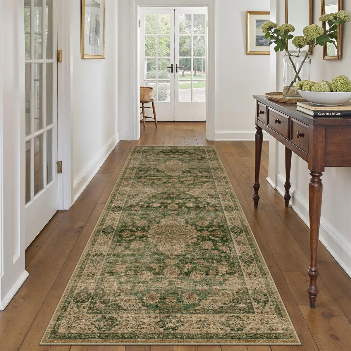 HUGEAR 2x6 Brown Vintage Floral Washable Runner Rug for Hallway