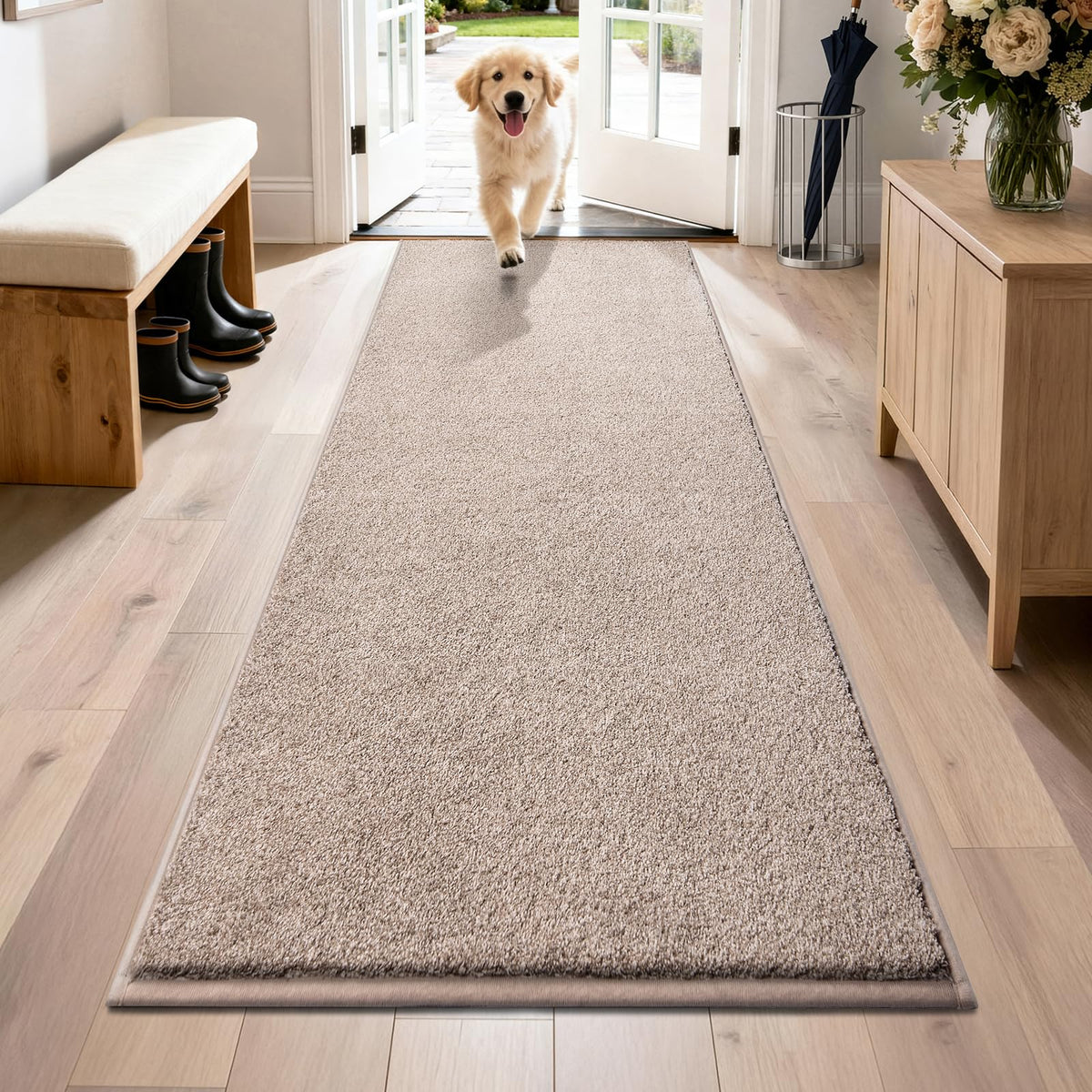 PURRUGS Dirt Trapping Indoor Door Mat, 20" x 31.5", Bluish Grey-Black