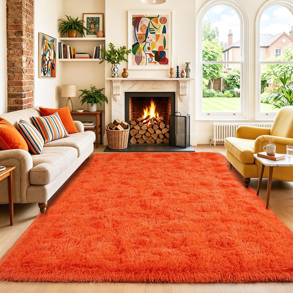 Black Rug for Bedroom, Soft Shaggy Modern Shag 4x6 Area Rugs for Living Room, Upgrade Non-Slip Plush Fluffy Carpet for Kids Boys Girls Room Dorm Home Decor Aesthetic