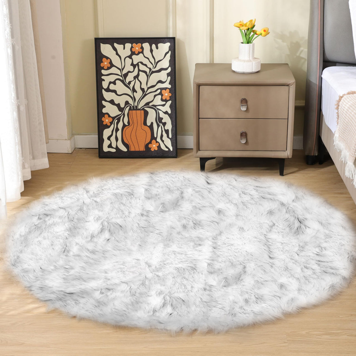 ORINOVA White Faux Sheepskin Fuzzy Fur Rugs for Bedroom Small Machine Washable Fluffy Area Rugs for Living Room 2x4 Shag Nursery Rug