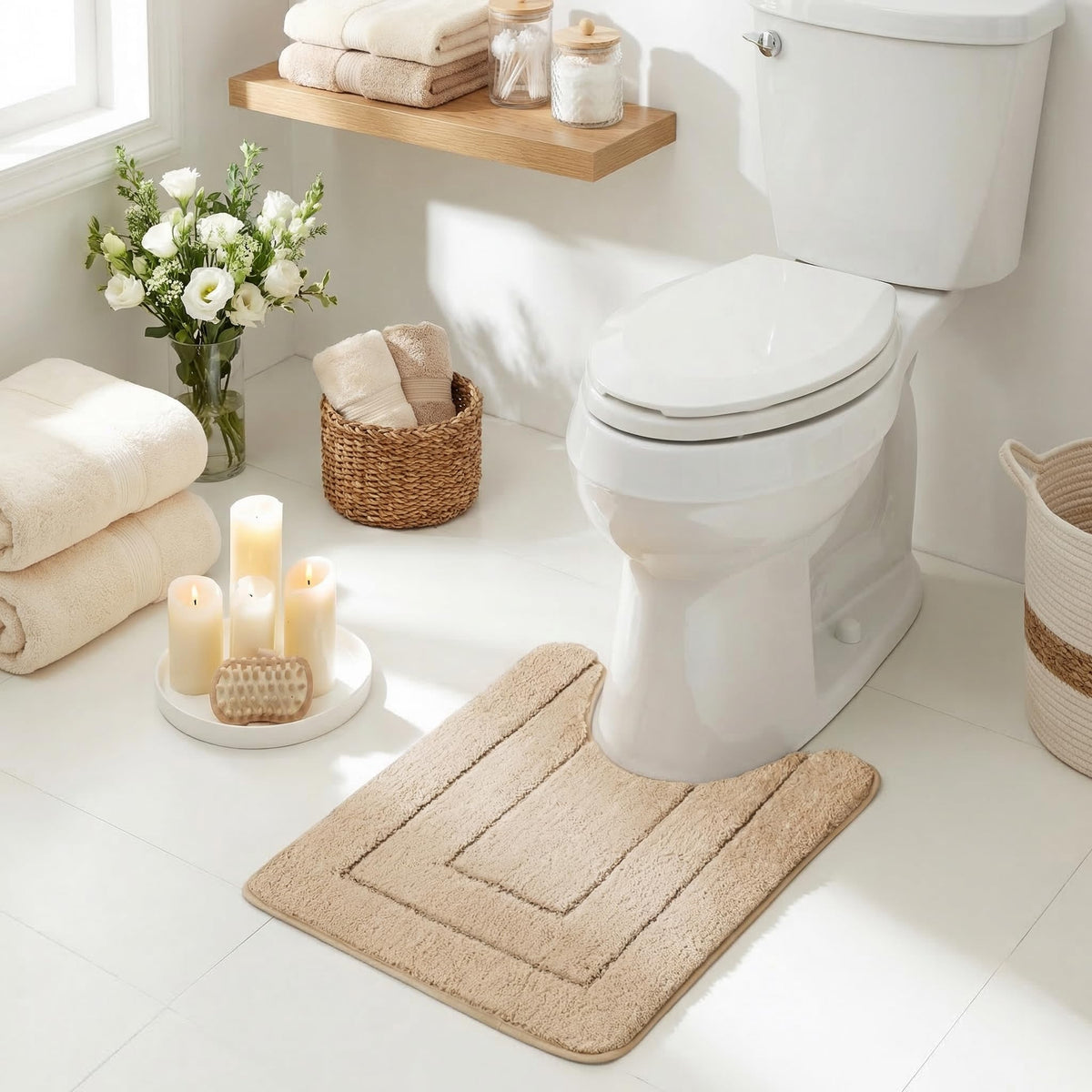GRANNY SAYS Gray Bathroom Rug 16" x 24", Non-Slip Microfiber Bath Mat