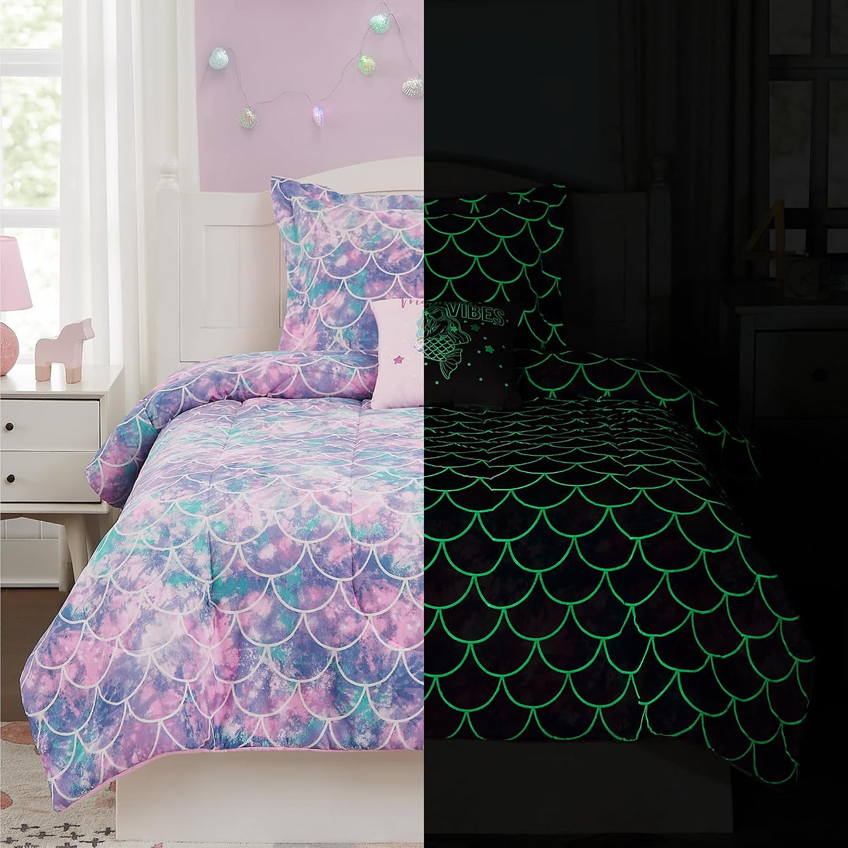Twin Comforter Set for Girls - 3 Pieces Pink Rainbow Twin Bedding Sets