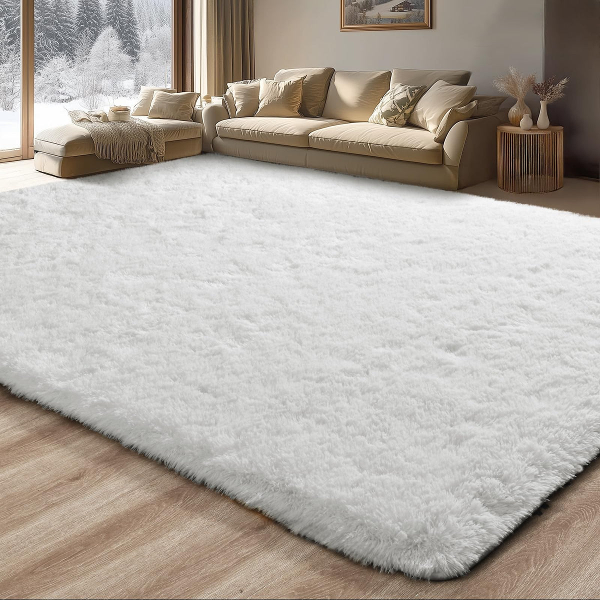 Merelax Soft Area Rug for Livingroom Bedroom, Machine Washable 4x6 Black Rugs Fluffy Shaggy Bedside Rug, Non Slip Indoor Carpet for Nursery Kids Room Home Decor Aesthetic