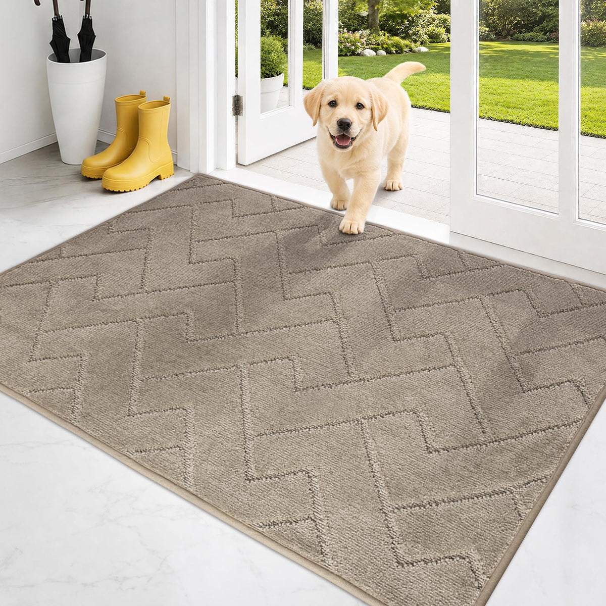 PURRUGS Dirt Trapping Door Mat Indoor Entrance, 20" x 31.5", Grey