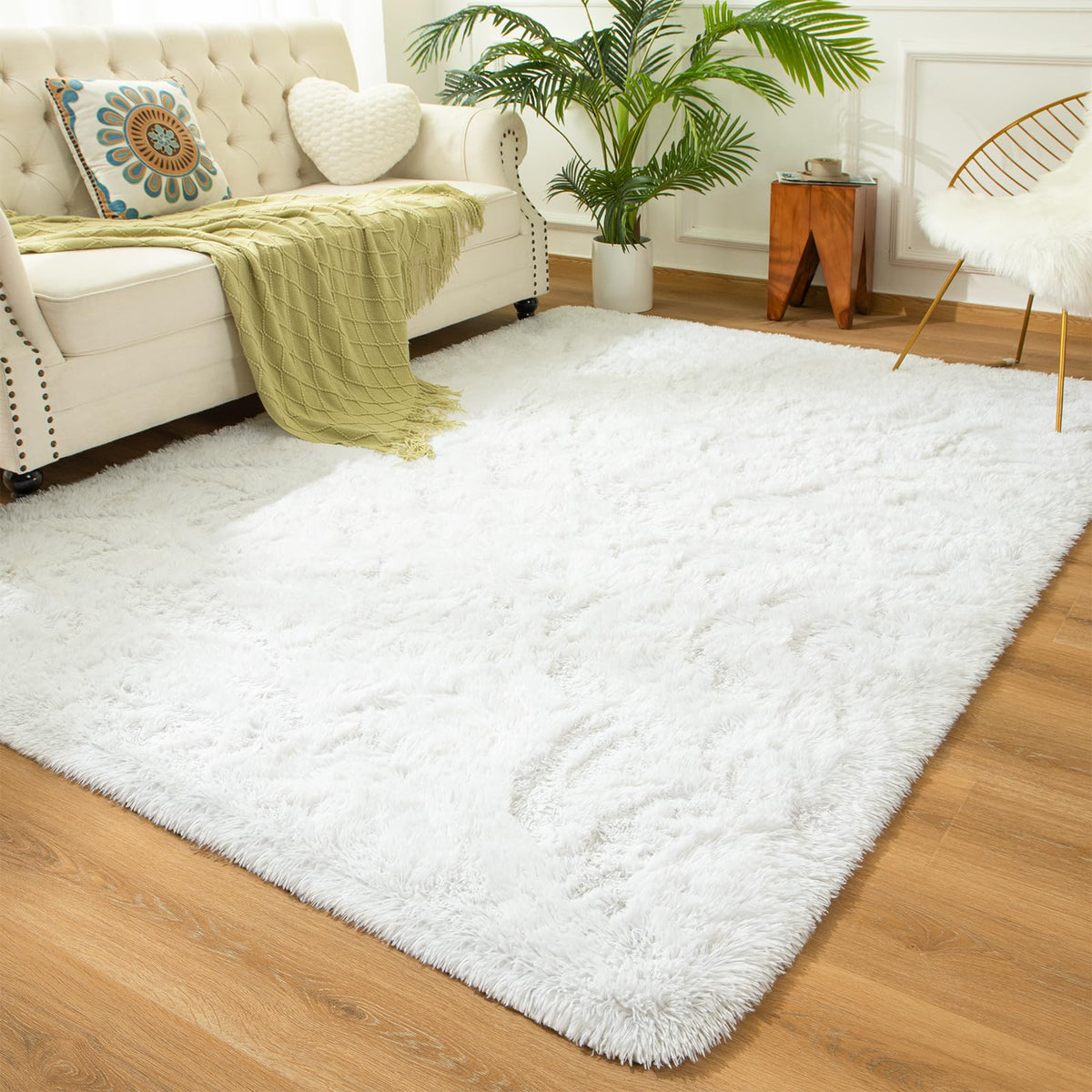 Andecor Soft Fluffy Bedroom Rugs, 4 x 6 Feet Indoor Shaggy Plush Area Rug for Boys Girls Kids Baby College Dorm Living Room Home Decor Floor Carpet, Grey
