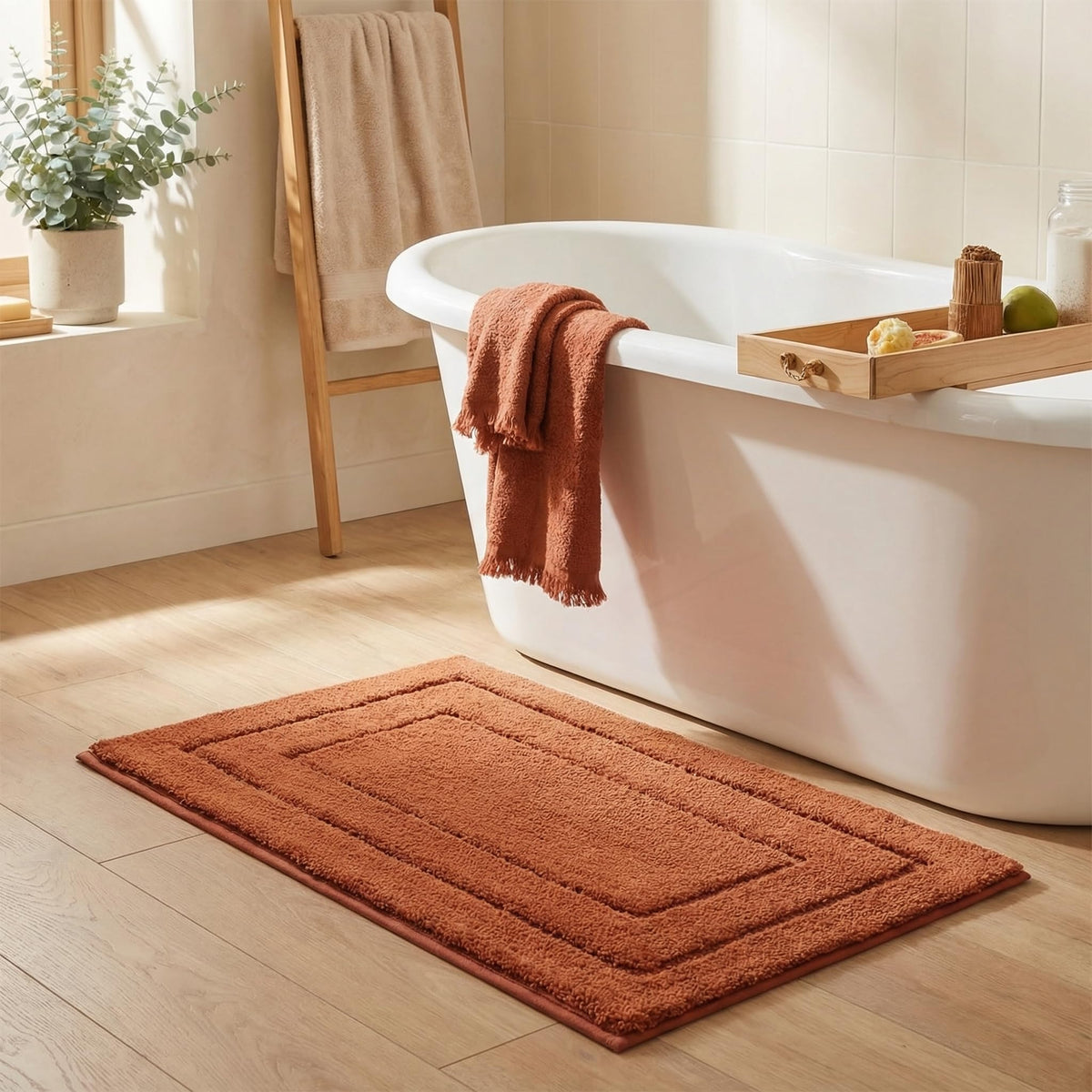 GRANNY SAYS Gray Bathroom Rug 16" x 24", Non-Slip Microfiber Bath Mat