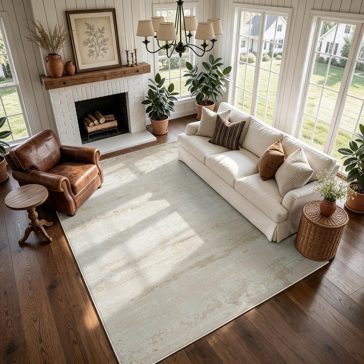 Washable Rugs 8x10 Area Rugs for Living Room,Ultra Soft Faux Wool Retro Carpets,Non Slip Backing,Durable Edge Binding,Stain Resistant,The Large Carpet for Bed Room,Dining Room,Office Decor