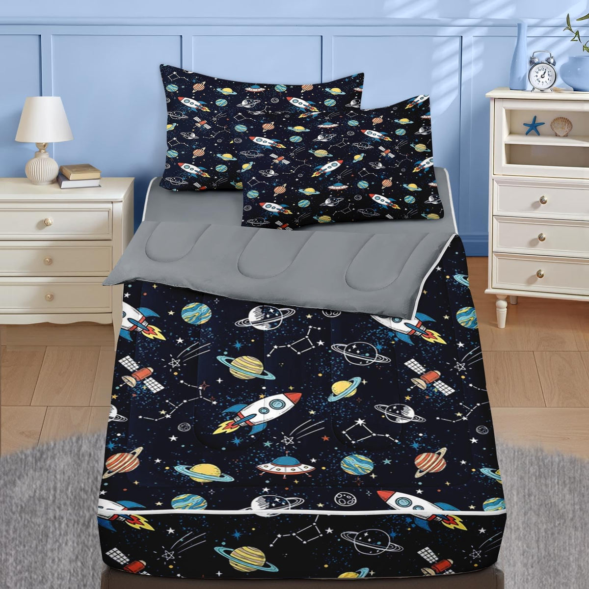 Nesker Dinosaur Twin Zipper Bedding for Boys, 3-Piece-All-in-one