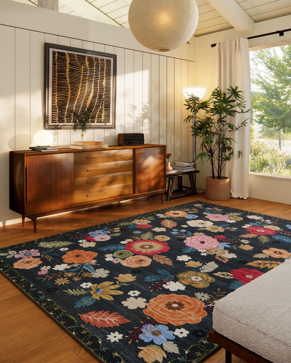 5x7 Area Rug for Living Room: Washable Bedroom Rug Non Slip Low Pile Carpet