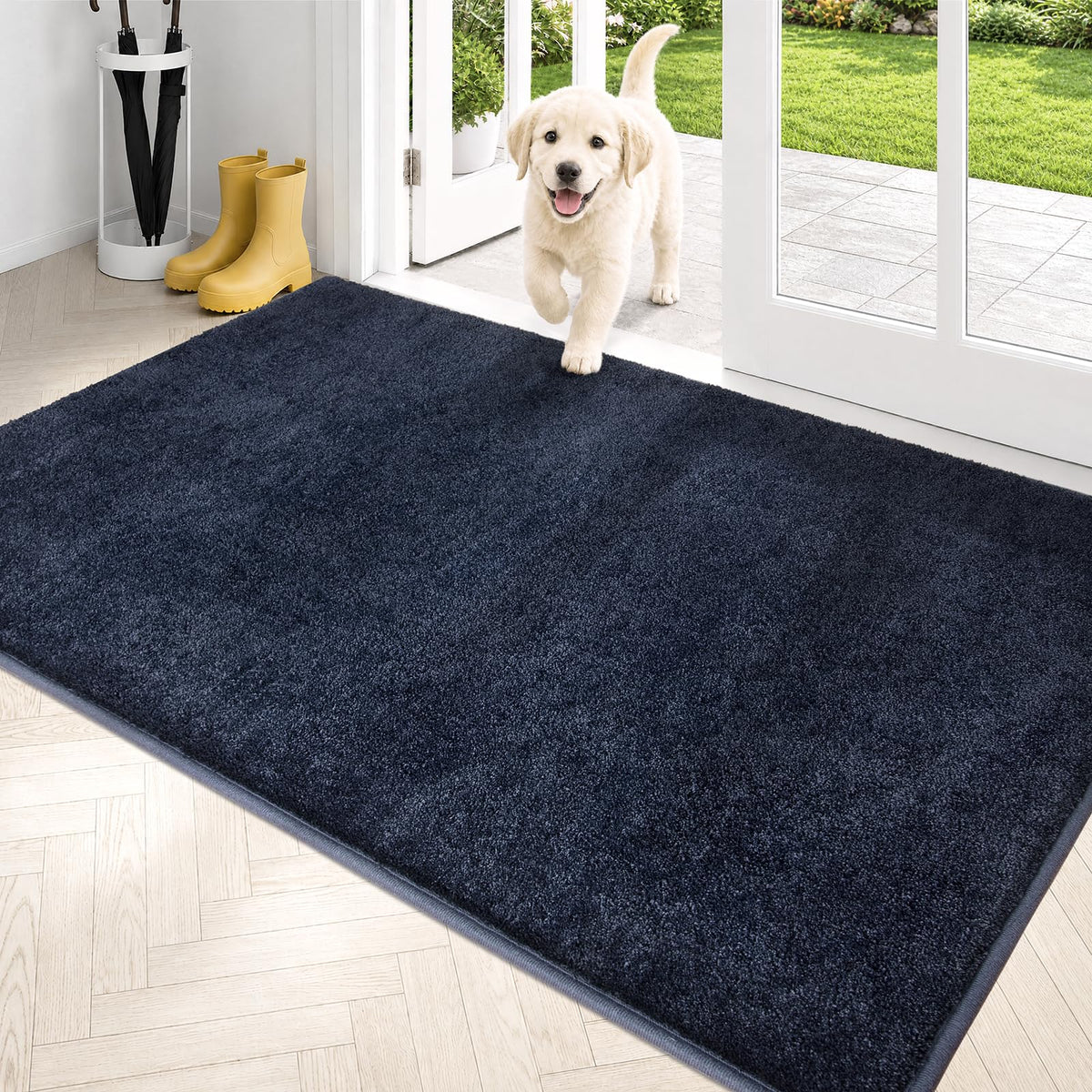 PURRUGS Dirt Trapping Indoor Door Mat, 20" x 31.5", Bluish Grey-Black