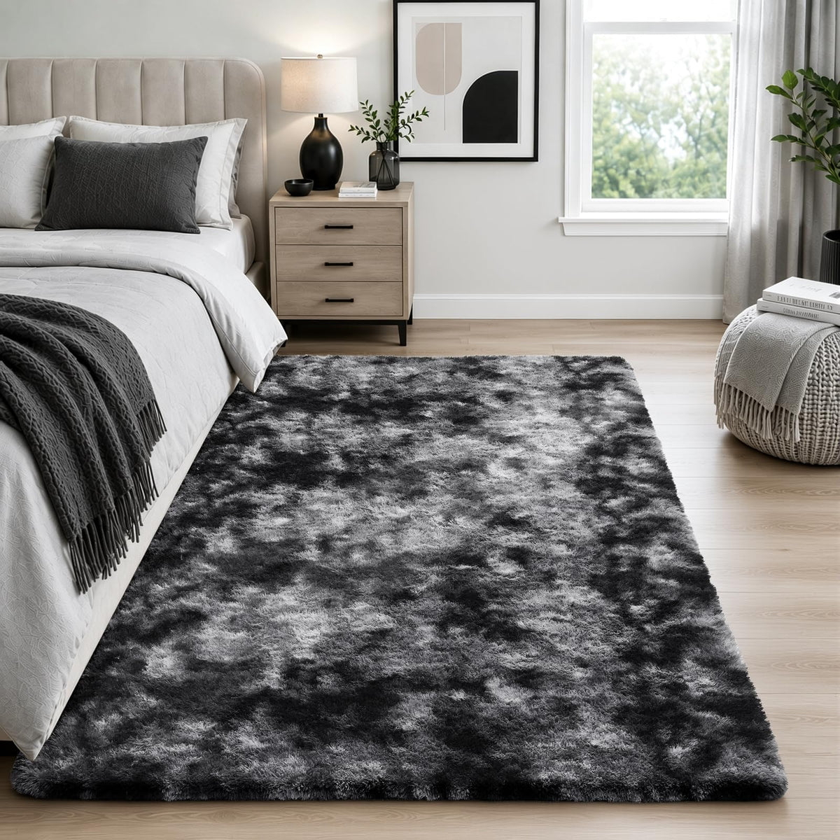 Ophanie Round Rugs 5Ft Ivory Circle Area Rug,Baby Nursery Living Room Bedroom Decor Circular Carpet 5 Foot,Fluffy Fuzzy Shag Plush Cream for Kids Boys Girls Teen with Over 99 pcs Pile fibers