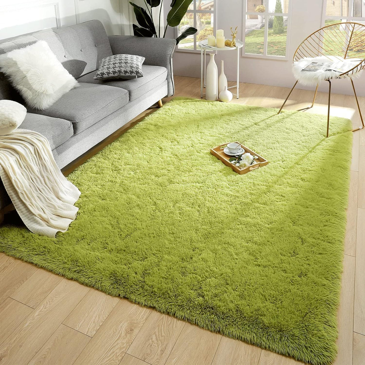 Merelax Soft Area Rug for Livingroom Bedroom, Machine Washable 4x6 Black Rugs Fluffy Shaggy Bedside Rug, Non Slip Indoor Carpet for Nursery Kids Room Home Decor Aesthetic