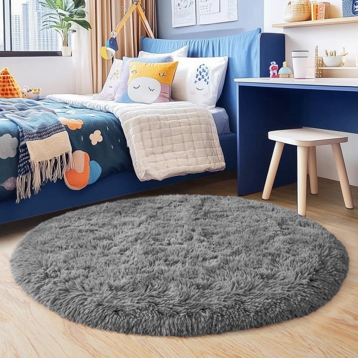 Black Rug for Bedroom, Soft Shaggy Modern Shag 4x6 Area Rugs for Living Room, Upgrade Non-Slip Plush Fluffy Carpet for Kids Boys Girls Room Dorm Home Decor Aesthetic