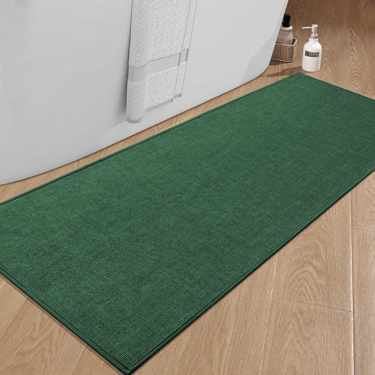 chakme Bathroom Rugs Mat 24x17, Ultra Thin Non Slip Bath Mat Small Quick Dry Absorbent Bath Mat for Bathroom Floor, (Dark Beige, 24"x17")