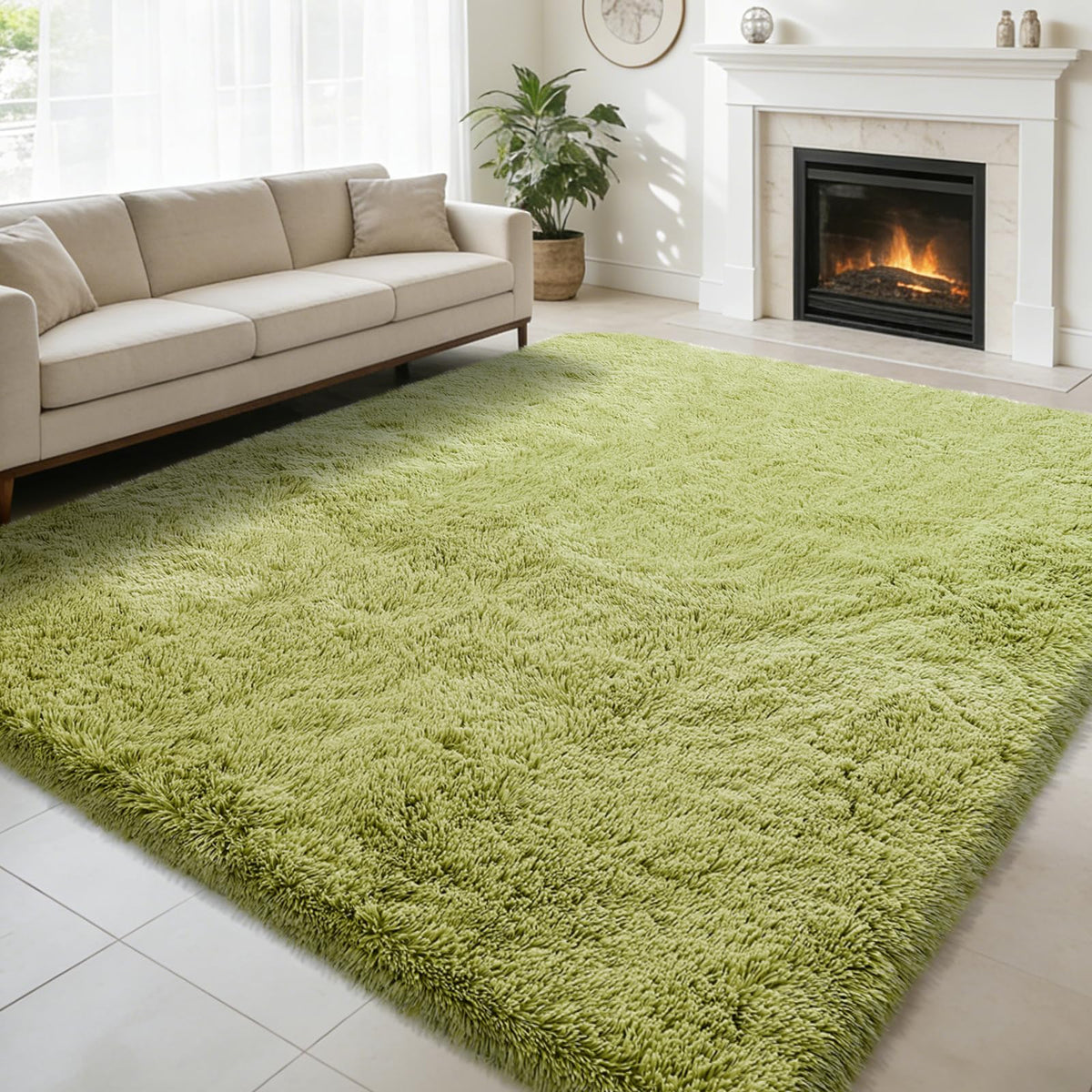 5x8 Shag Area Rug for Bedroom,Grey and Black Fluffy Rugs for Living Room
