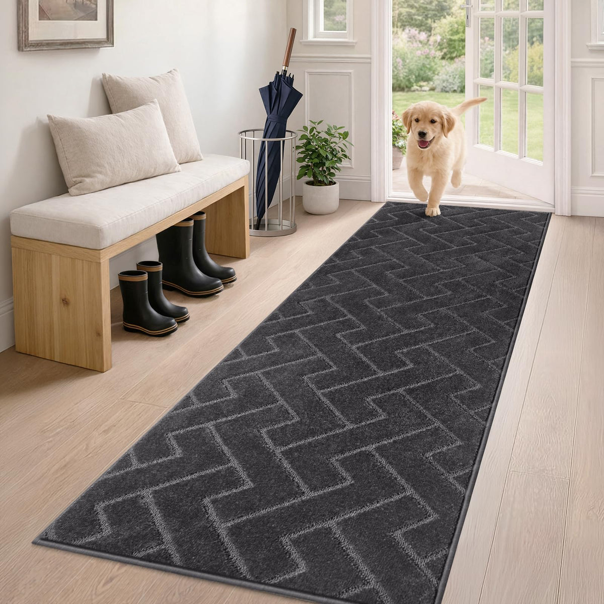 PURRUGS Dirt Trapping Door Mat Indoor Entrance, 20" x 31.5", Grey