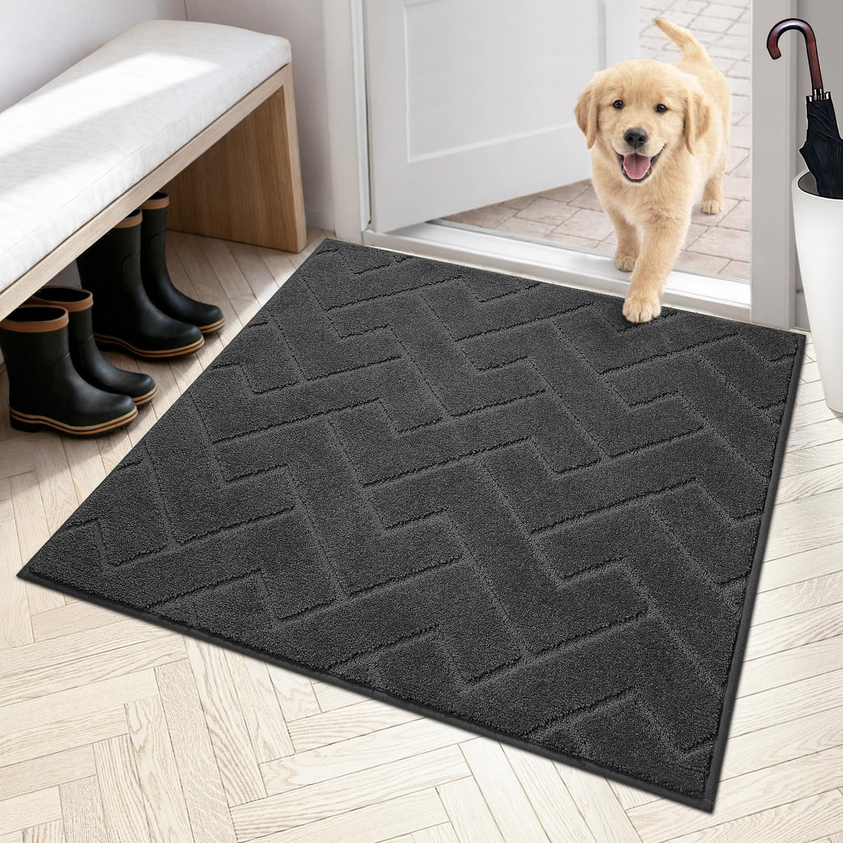 PURRUGS Dirt Trapping Door Mat Indoor Entrance, 20" x 31.5", Grey
