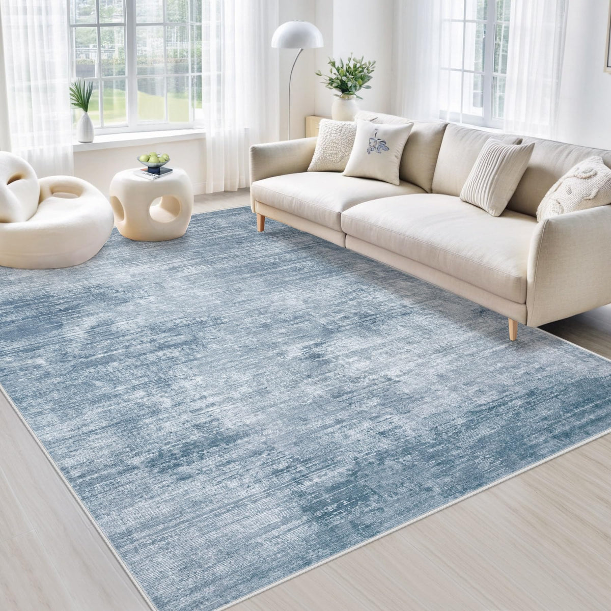 Area Rugs 6x9 Living Room: Washable Rug Modern Abstract Large Rug Soft Non Slip Neutral Rugs Stain Resistant Indoor Carpet for Bedroom Kitchen Dining Room Table Nursery Home Office Rugs(Beige,6'x9')