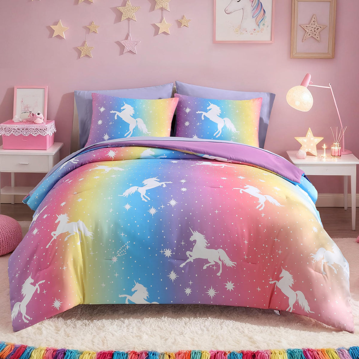 Boys Queen Size Bedding Set - 7 Pieces Space Kids Queen Comforter Set