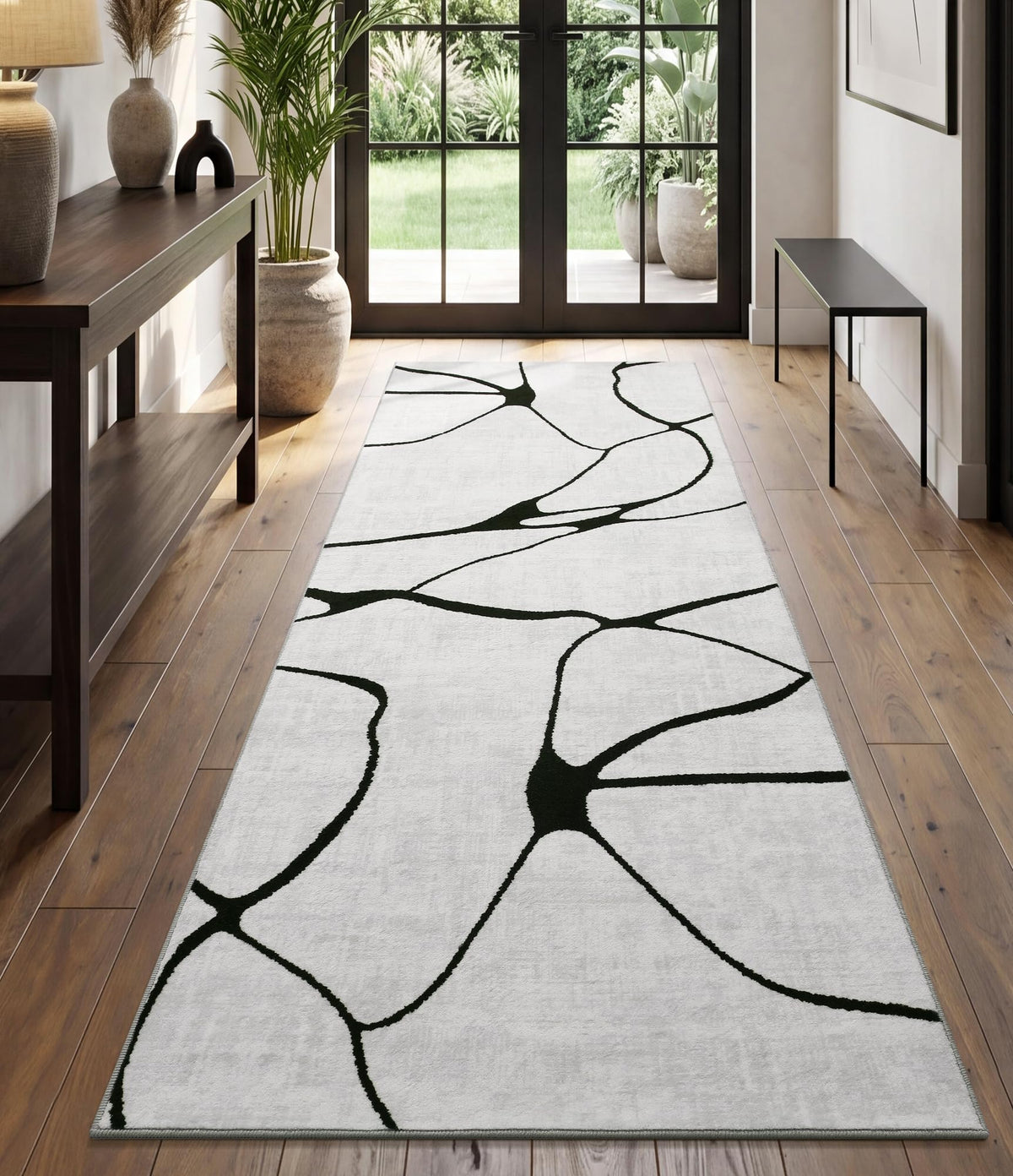 YIHOUSE 6x9 Washable Modern Abstract Black White Area Rug