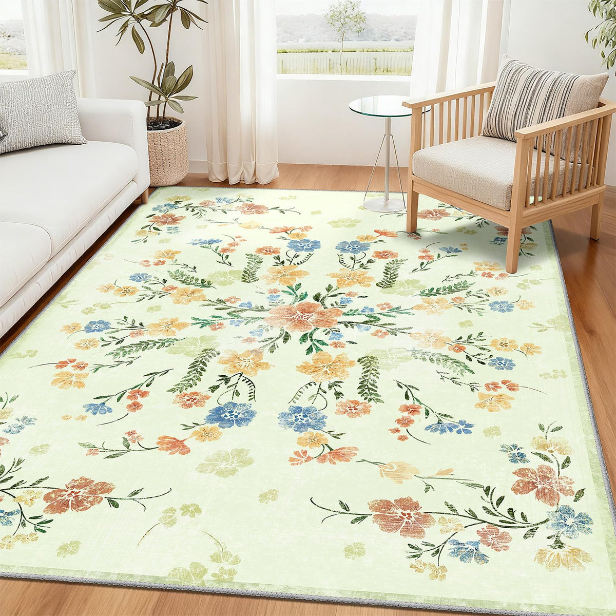 Beige Rug 3x5 Washable Area Rugs for Bedroom Living Room Kitchen Entryway Bedside,Small Modern Marble Abstract Non Slip Carpet